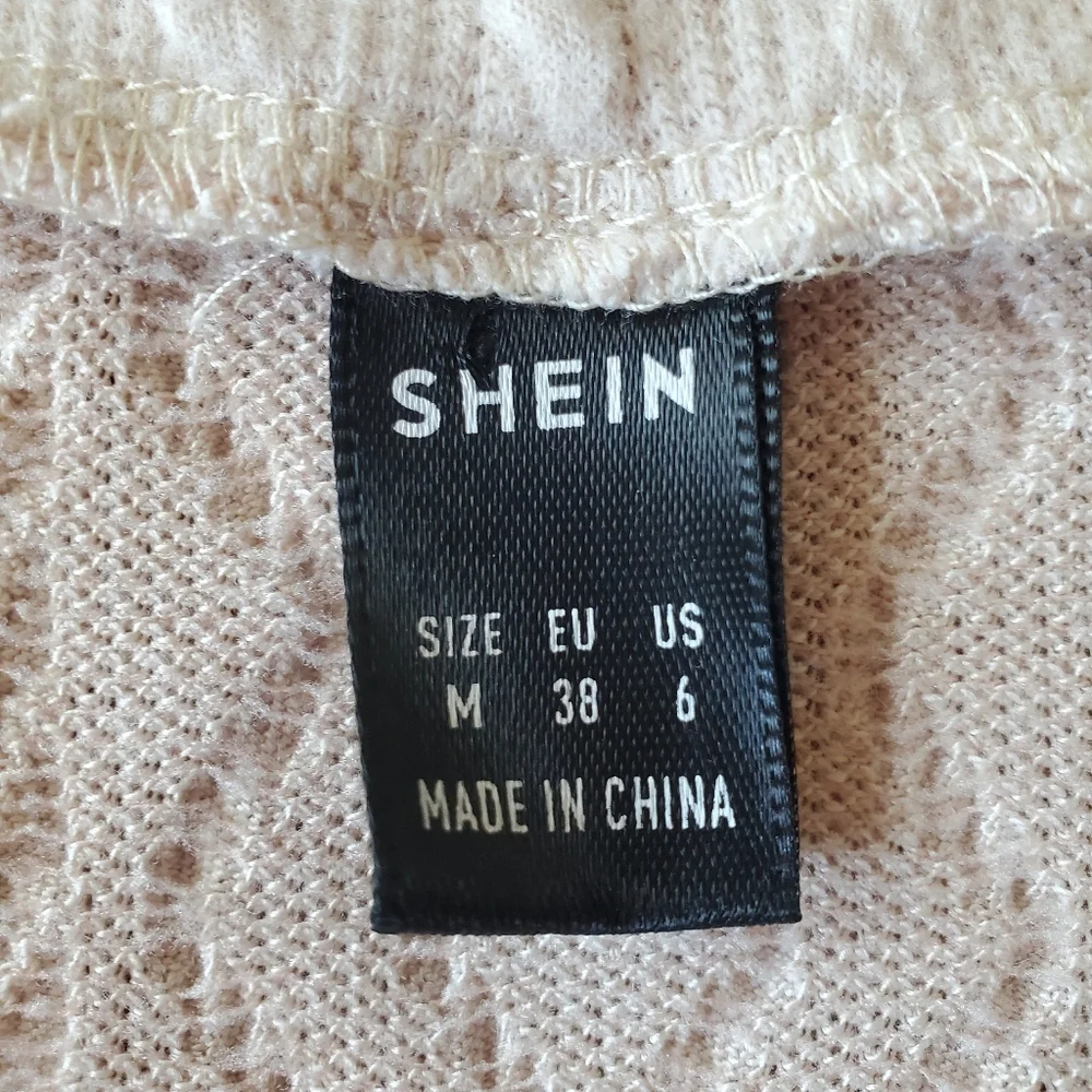 SHEIN Clasi Cream Solid A Line Dress Medium